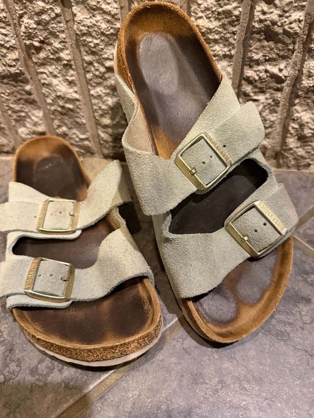 Birkenstock Arizona Suede Leather Sandals Taupe
